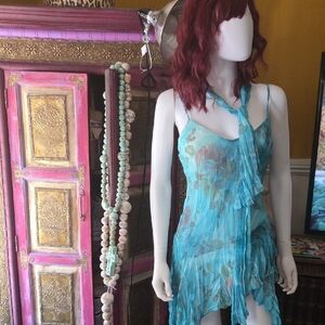 Floral Blue Sleeveless Women's Top